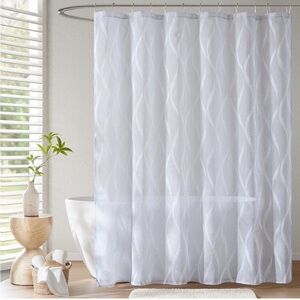 Madison Park Candice Sheer Shower Curtain, Machine Washable, 72"x72", Blue